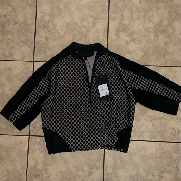 Kendall + Kylie Nude & Black Mesh Crop Top - Picture 2 of 5